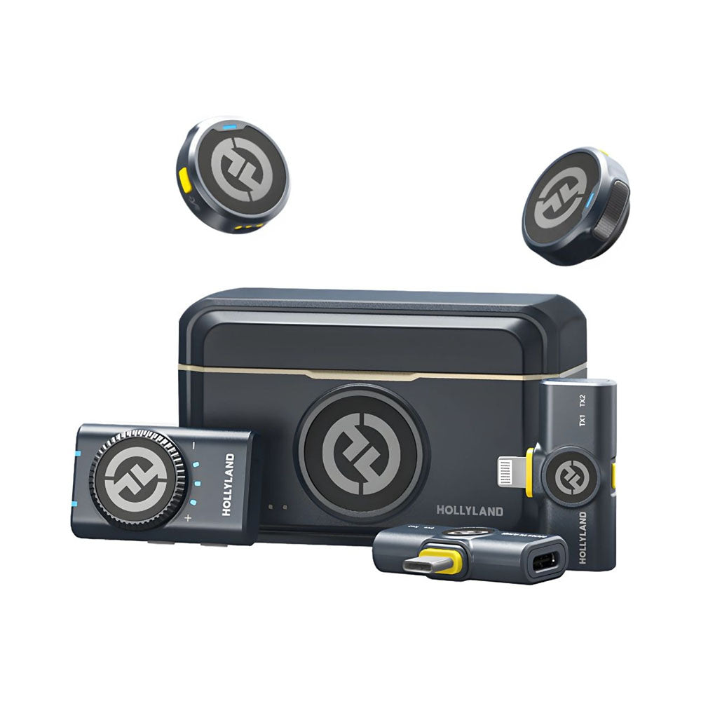 HOLLYLAND LARK M2 COMBO WIRELESS MICROPHONE LIGHTNING AND TYPE-C SHINE CHARCOAL