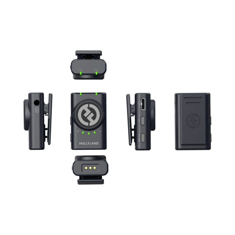 HOLLYLAND LARK M2 COMBO WIRELESS MICROPHONE LIGHTNING AND TYPE-C SHINE CHARCOAL